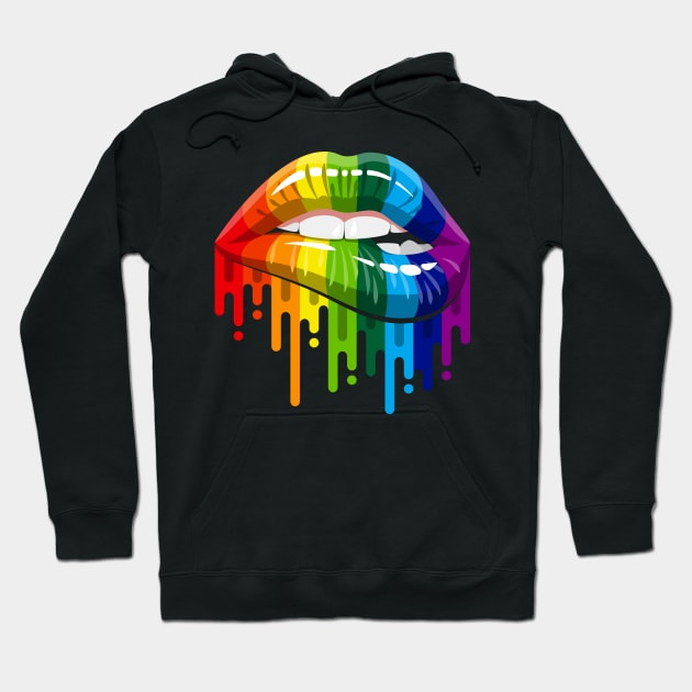 Lips Rainbow Shirt Lips Pride LGBT Gay  Homosexual Lesbian Gifts Hoodie by Rozel Clothing